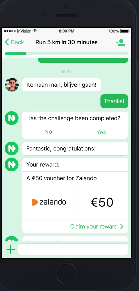 Give a Nudge reward earned screen