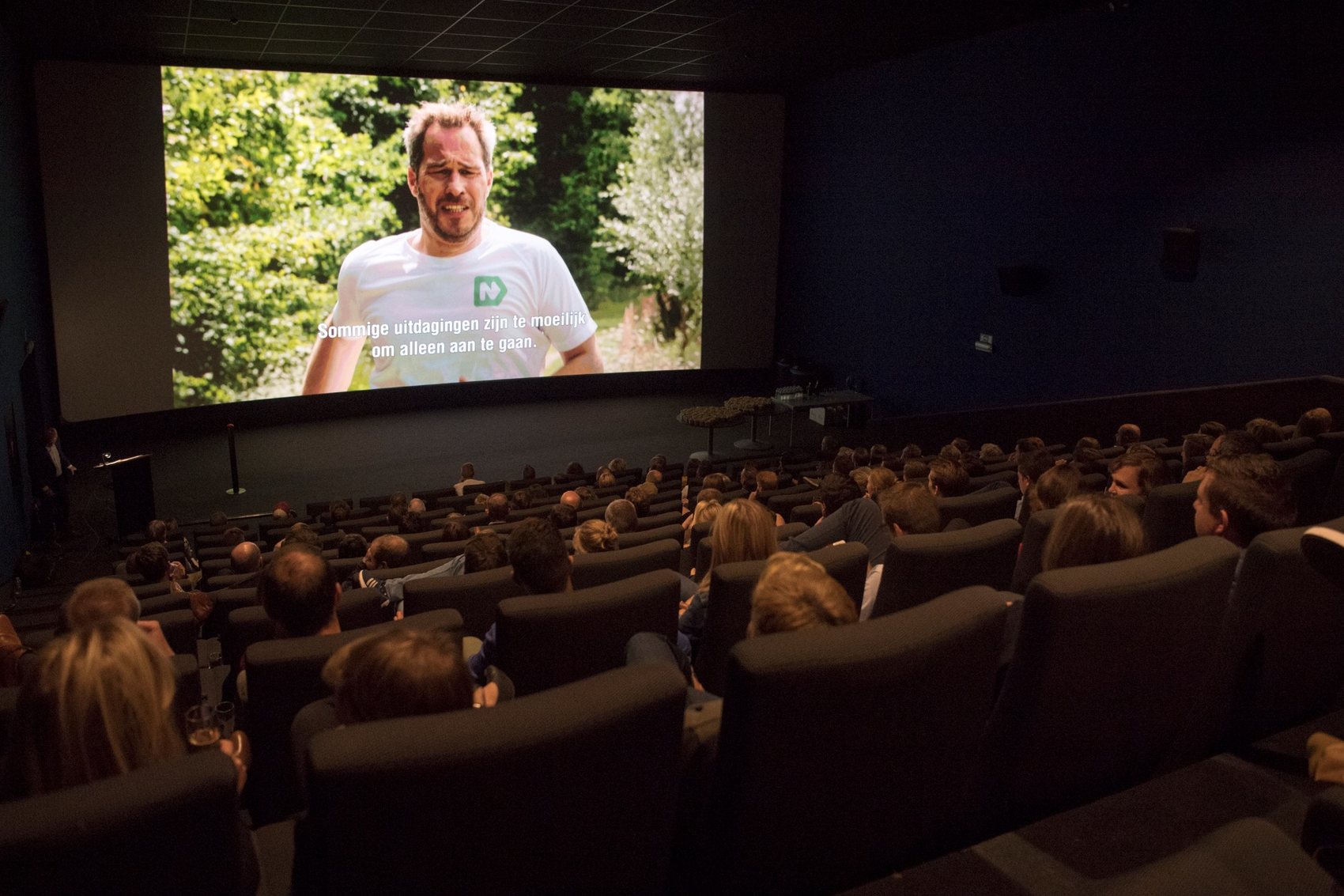 Give a Nudge campaign film on cinema screen
