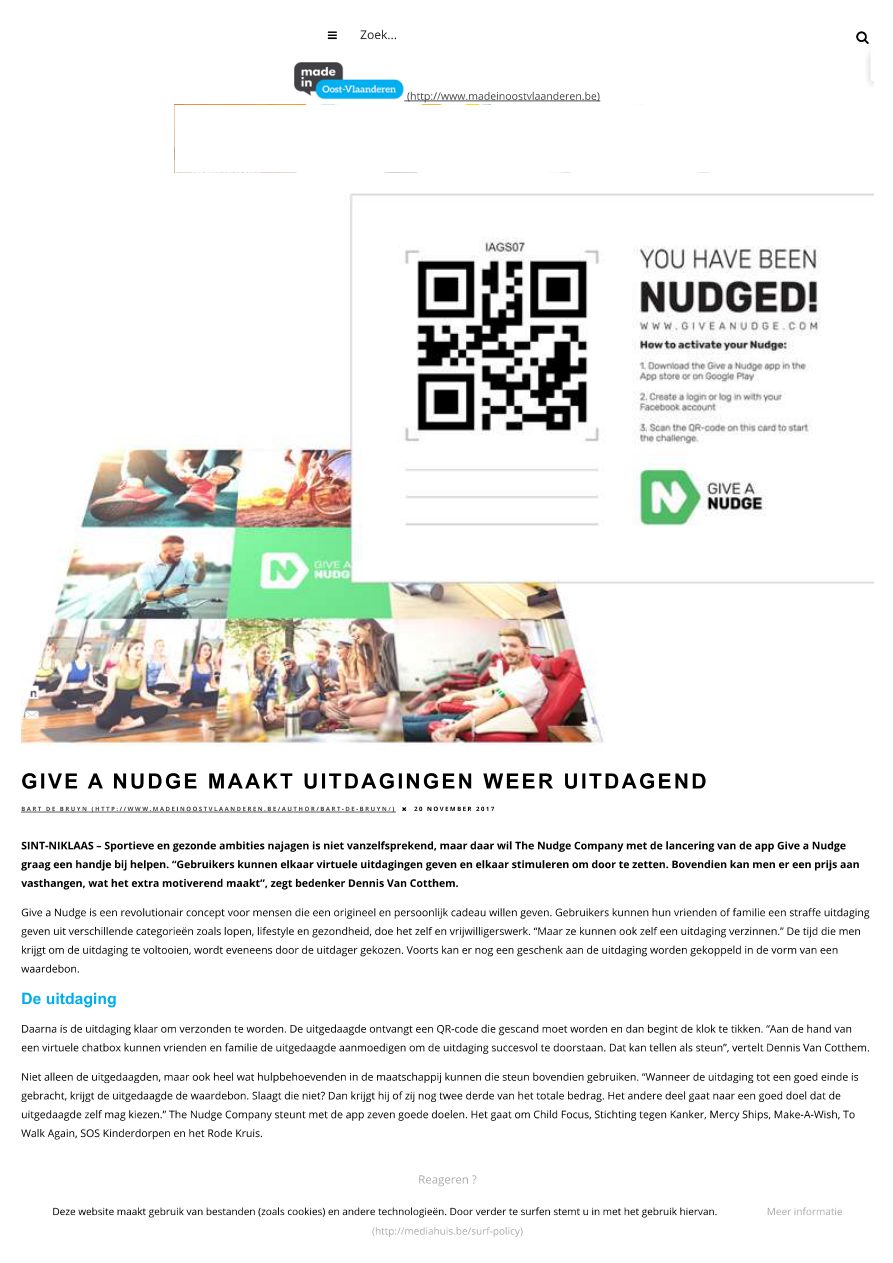 Made in Oost-Vlaanderen article about Give a Nudge